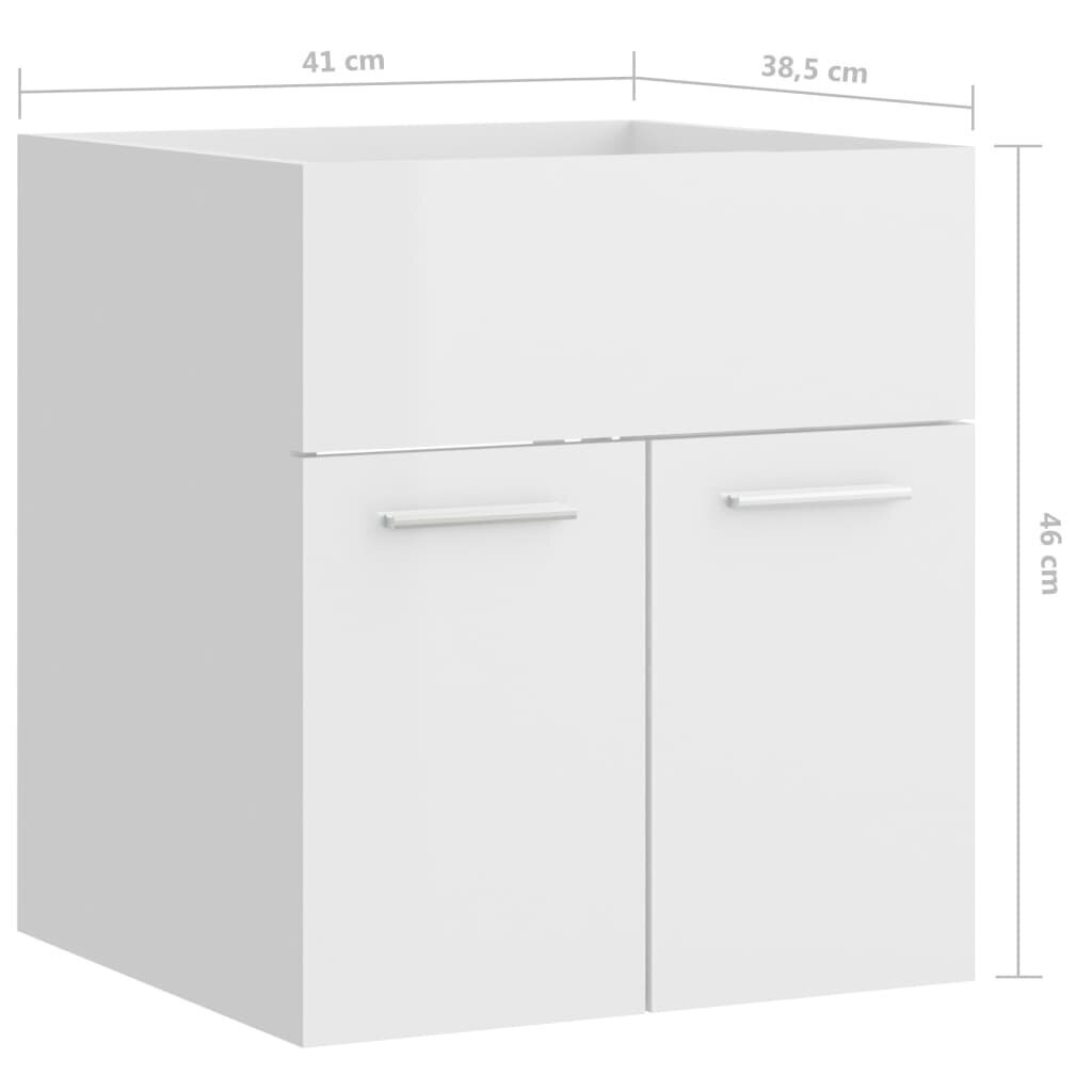 vidaXL izlietnes skapītis, spīdīgi balts, 41x38,5x46 cm, skaidu plātne cena un informācija | Vannas istabas skapīši | 220.lv