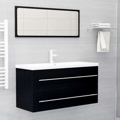 vidaXL izlietnes skapītis, melns, 100x38,5x48 cm, skaidu plāksne cena un informācija | Vannas istabas mēbeļu komplekti | 220.lv