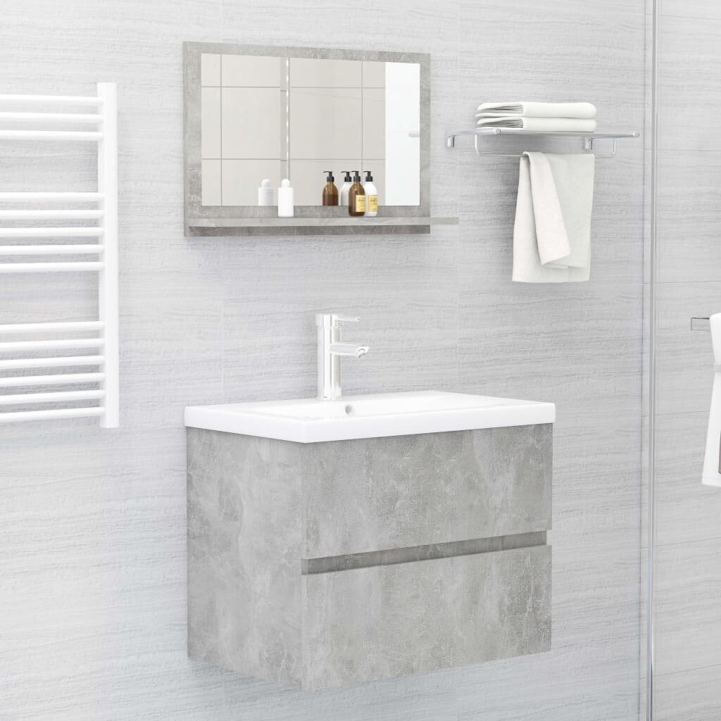 vidaXL vannasistabas spogulis, betona pelēks, 60x10,5x37 cm cena un informācija | Vannas istabas spoguļi | 220.lv