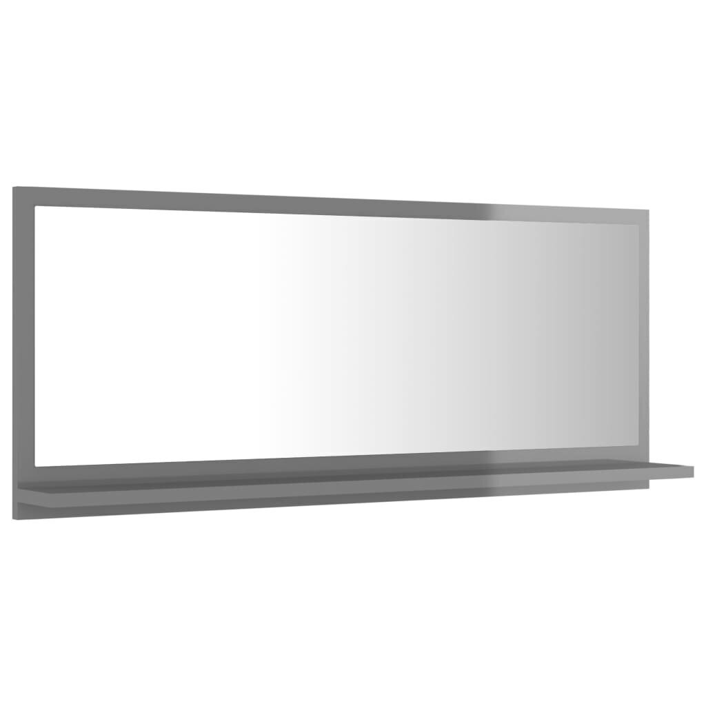 vidaXL vannasistabas spogulis, spīdīgi pelēks, 90x10,5x37 cm цена и информация | Vannas istabas spoguļi | 220.lv