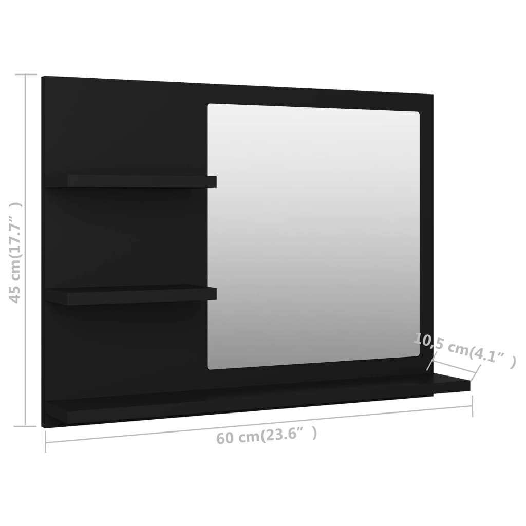 vidaXL vannasistabas spogulis, melns, 60x10,5x45 cm, skaidu plāksne цена и информация | Vannas istabas spoguļi | 220.lv