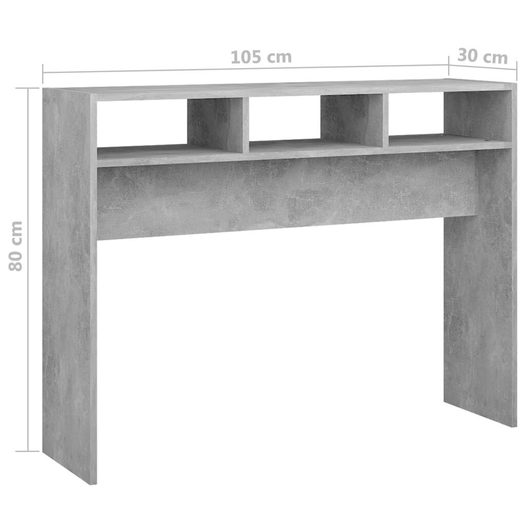 vidaXL konsoles galds, betona pelēks, 105x30x80 cm, skaidu plāksne cena un informācija | Konsoles galdiņi | 220.lv