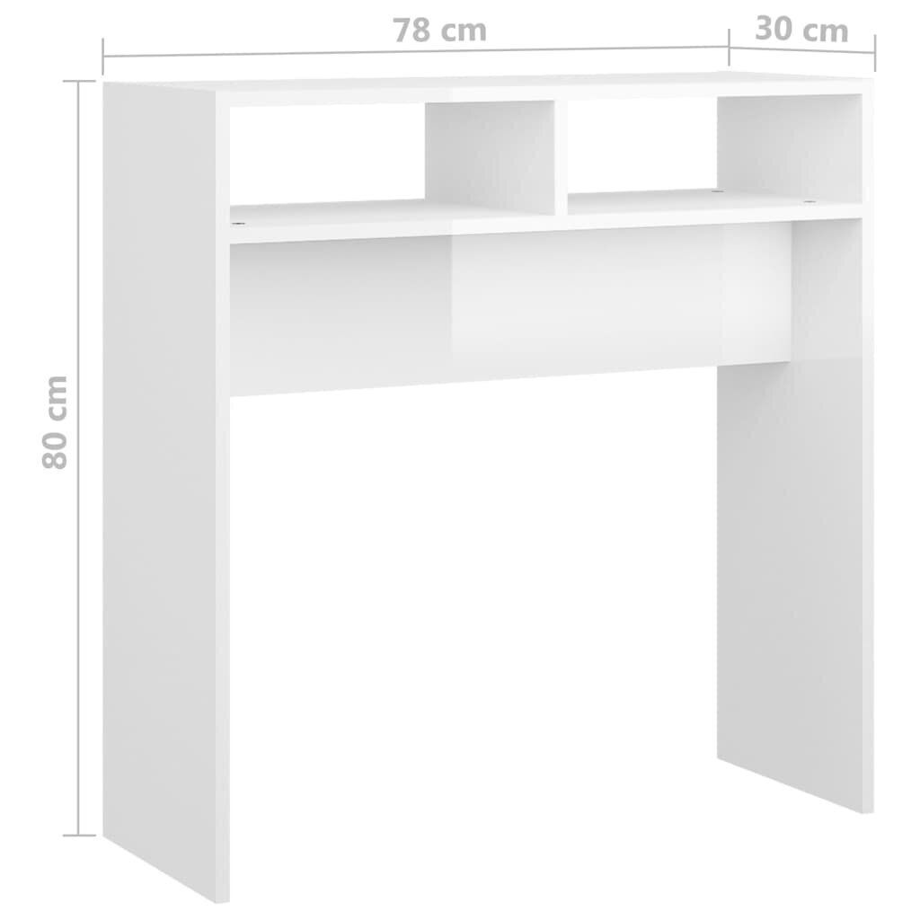 vidaXL konsoles galds, spīdīgi balts, 78x30x80 cm, skaidu plāksne cena un informācija | Konsoles galdiņi | 220.lv