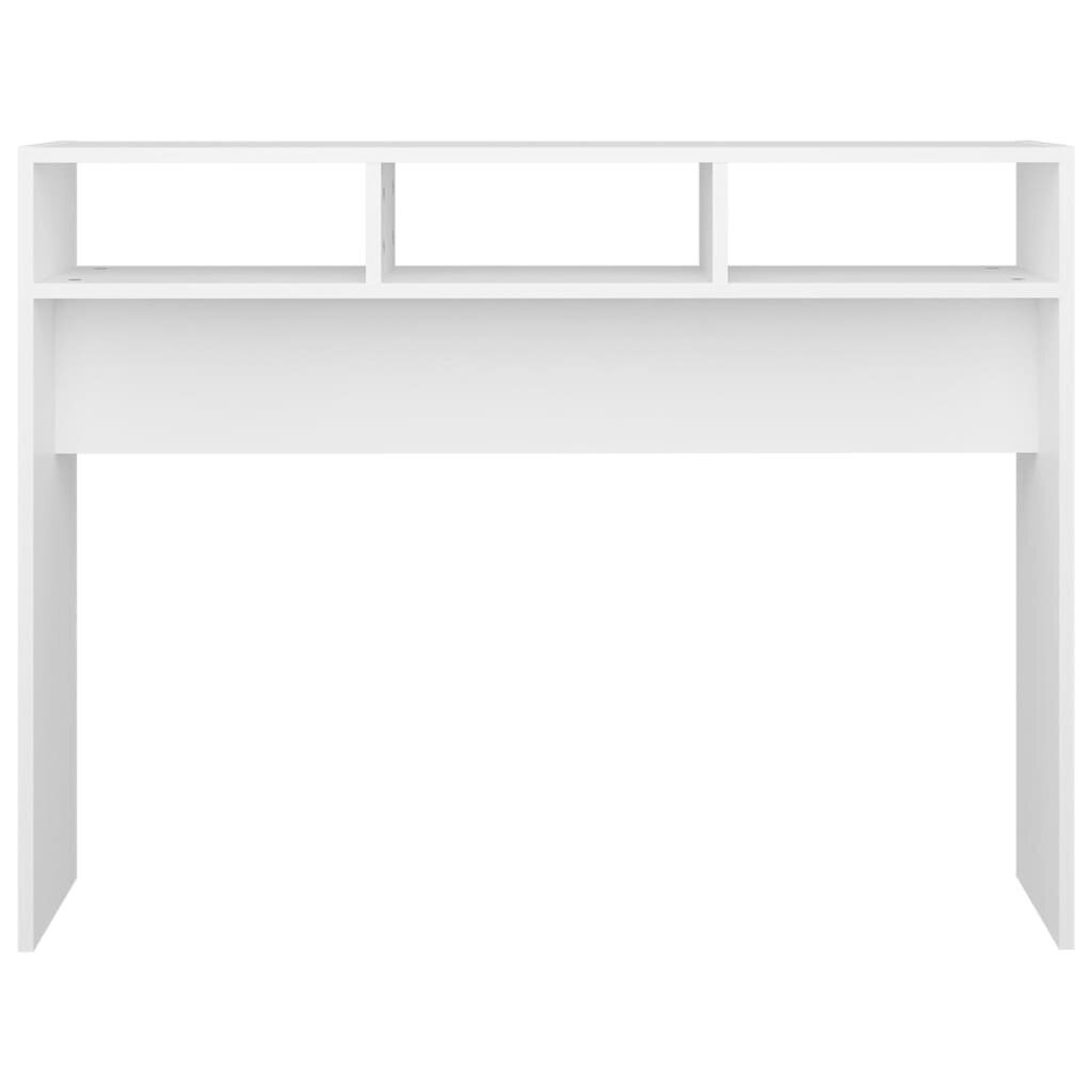 vidaXL konsoles galds, balts, 105x30x80 cm, skaidu plāksne cena un informācija | Konsoles galdiņi | 220.lv