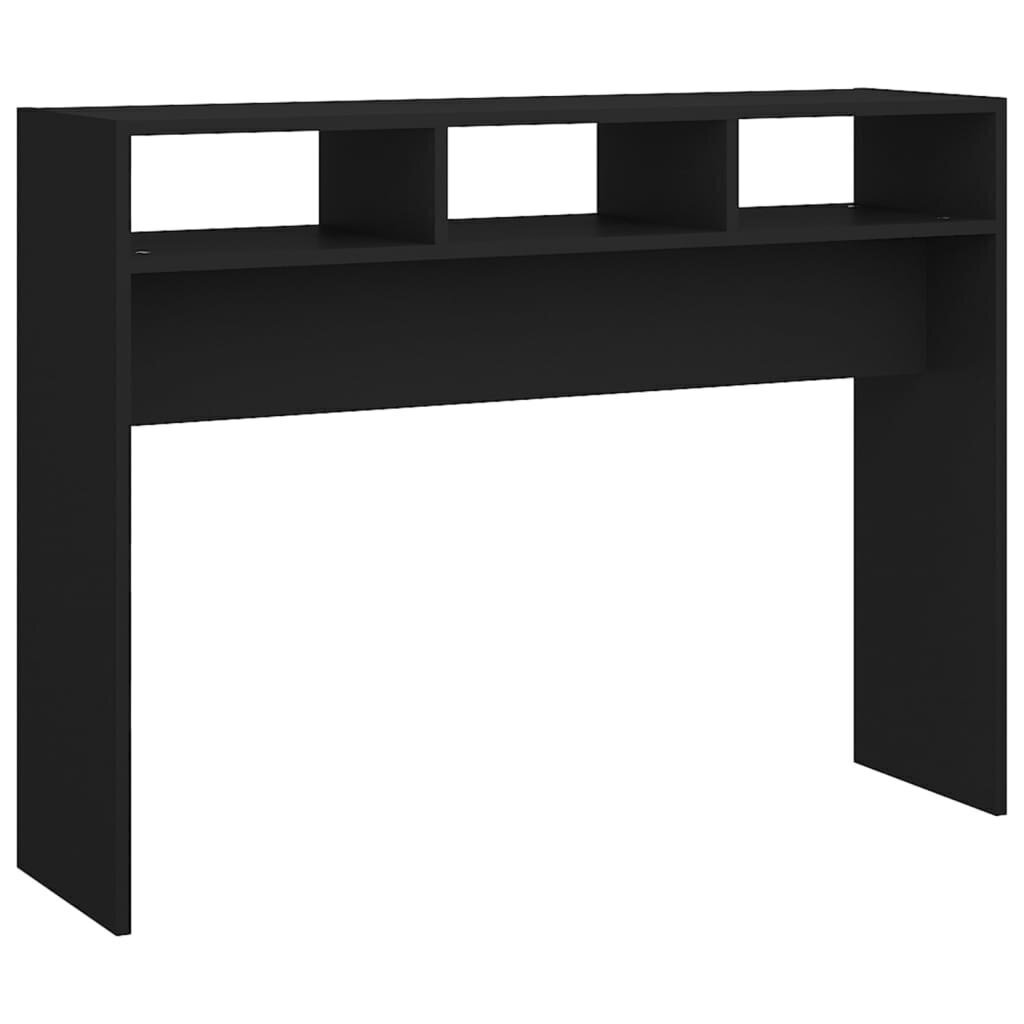 vidaXL konsoles galds, melns, 105x30x80 cm, skaidu plāksne цена и информация | Konsoles galdiņi | 220.lv