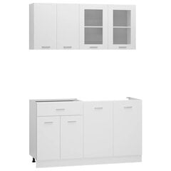 vidaXL 4-daļīgs virtuves skapīšu komplekts, balts, kokskaidu plāksne цена и информация | Кухонные гарнитуры | 220.lv