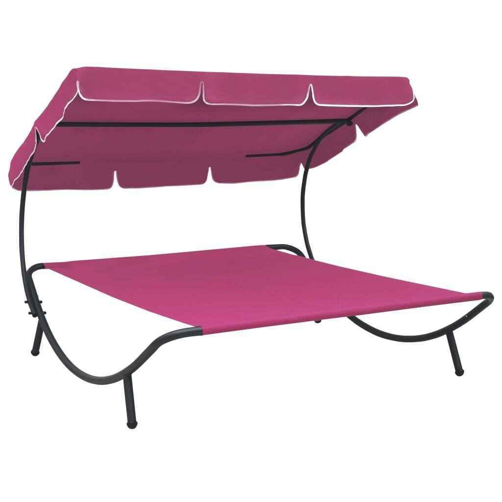 vidaXL āra atpūtas gulta ar jumtu, rozā cena un informācija | Sauļošanās krēsli | 220.lv