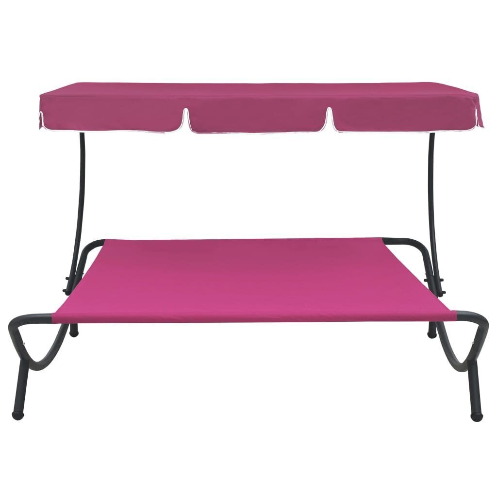 vidaXL āra atpūtas gulta ar jumtu, rozā cena un informācija | Sauļošanās krēsli | 220.lv