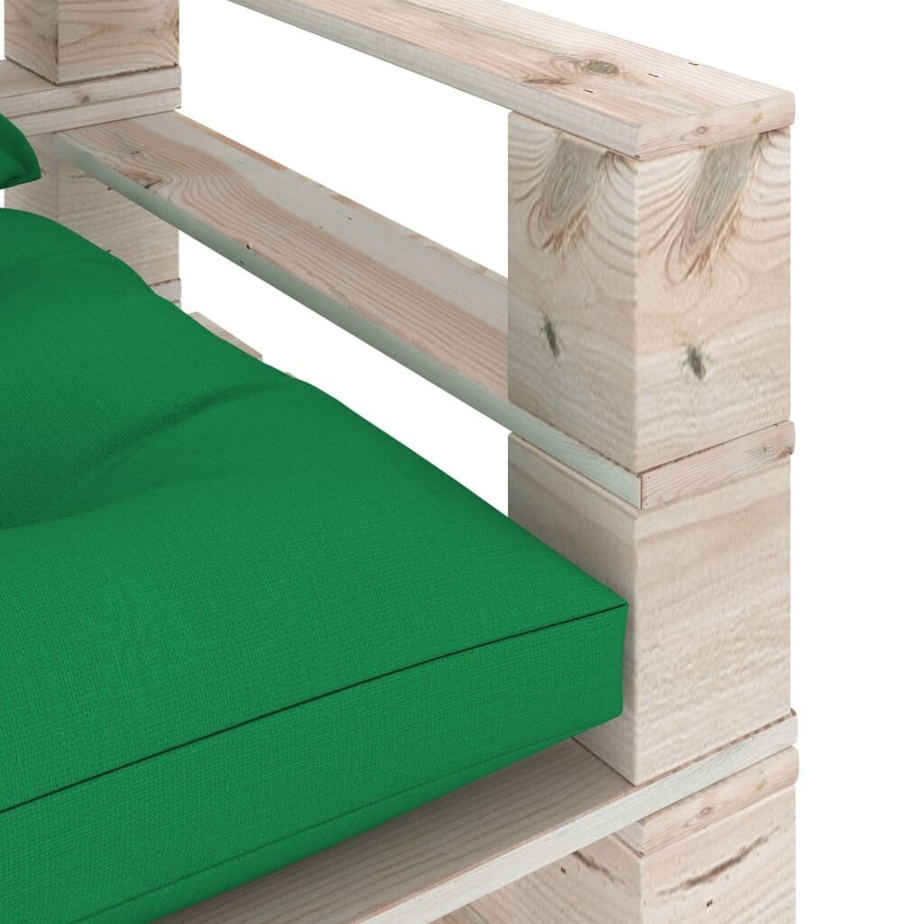 vidaXL dārza palešu dīvāns ar zaļiem matračiem, priedes koks cena un informācija | Dārza krēsli | 220.lv