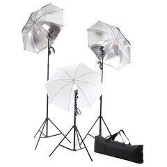 vidaXL fotostudijas komplekts – lampas, lietussargi, fons, reflektori cena un informācija | Apgaismojums fotografēšanai | 220.lv
