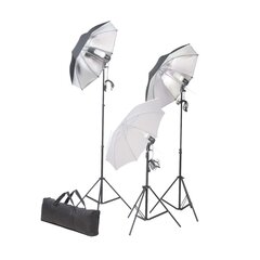 vidaXL fotostudijas komplekts – lampas, lietussargi, fons, reflektori cena un informācija | Apgaismojums fotografēšanai | 220.lv