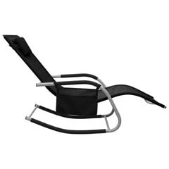vidaXL sauļošanās zvilnis, tekstilēns, melns un pelēks cena un informācija | Sauļošanās krēsli | 220.lv