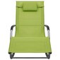 vidaXL sauļošanās zvilnis, tekstilēns, zaļš un pelēks cena un informācija | Sauļošanās krēsli | 220.lv