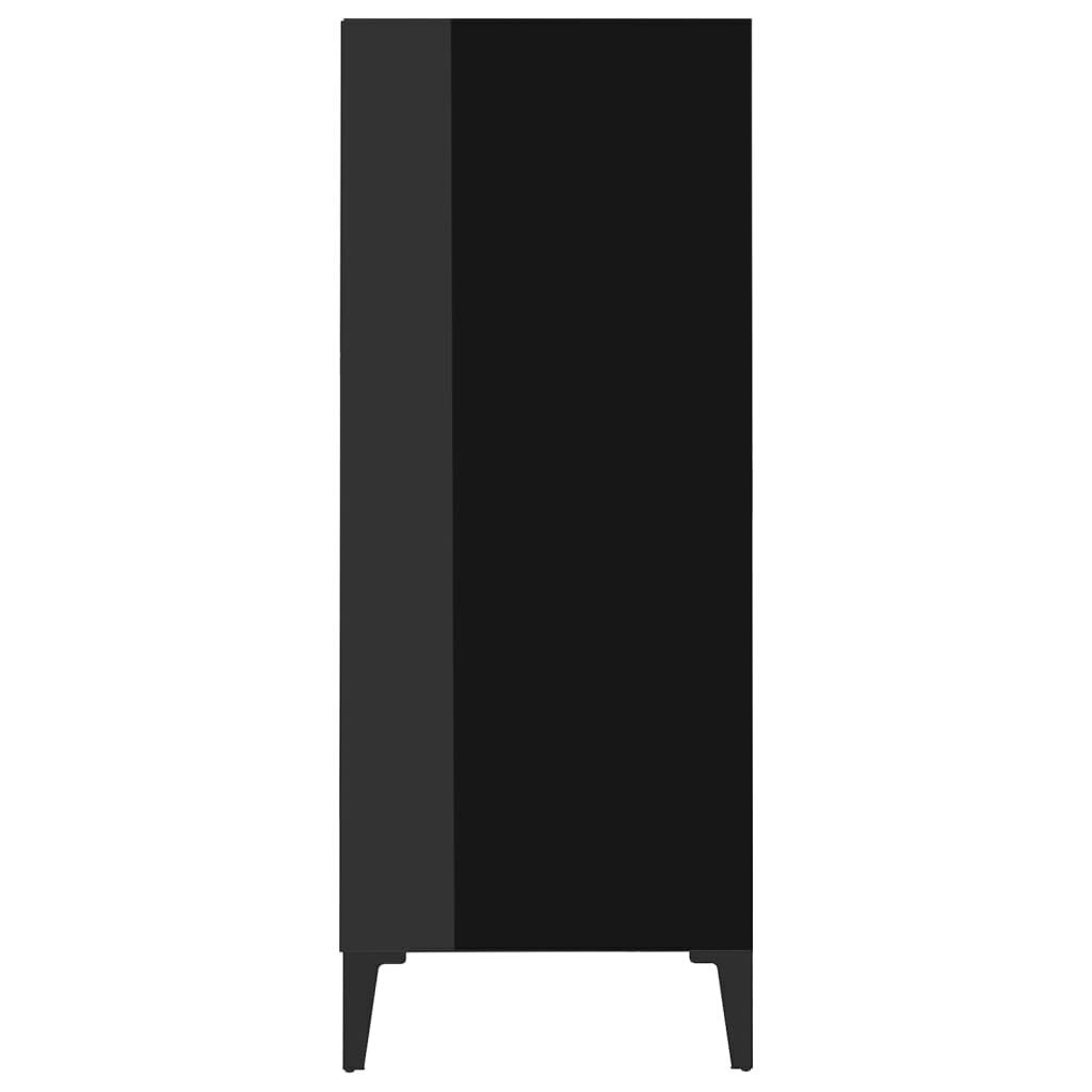 vidaXL kumode, spīdīgi melna, 57x35x90 cm, skaidu plāksne cena un informācija | Skapīši viesistabai | 220.lv