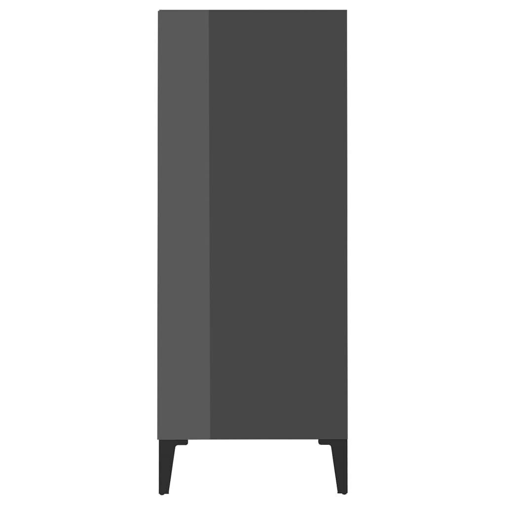 vidaXL kumode, spīdīgi pelēka, 57x35x90 cm, skaidu plāksne cena un informācija | Skapīši viesistabai | 220.lv