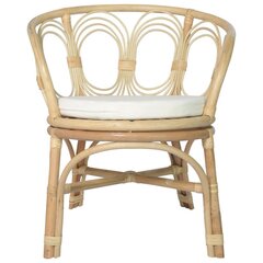vidaXL virtuves krēsls ar matraci, dabīga rotangpalma un lins cena un informācija | Virtuves un ēdamistabas krēsli | 220.lv