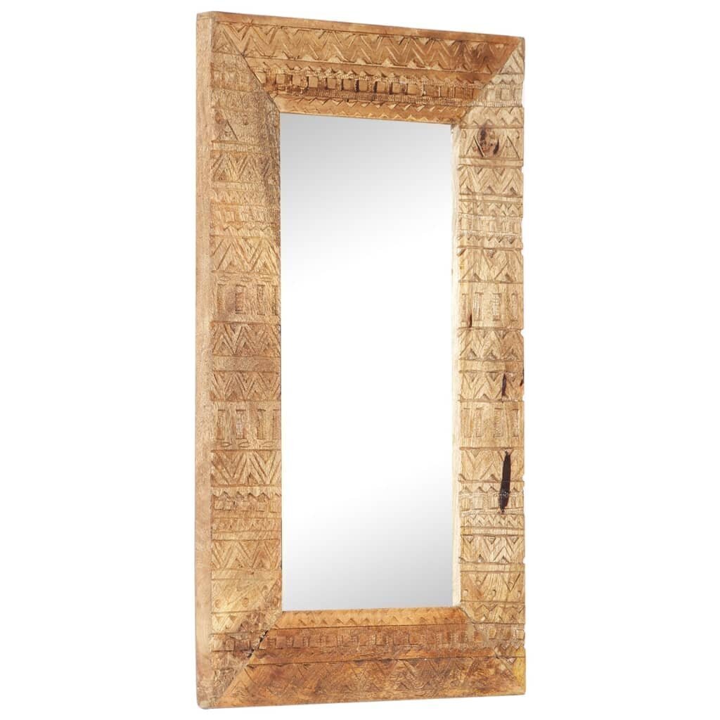 vidaXL spogulis, 80x50x11 cm, ar kokgriezumiem, mango masīvkoks cena un informācija | Spoguļi | 220.lv