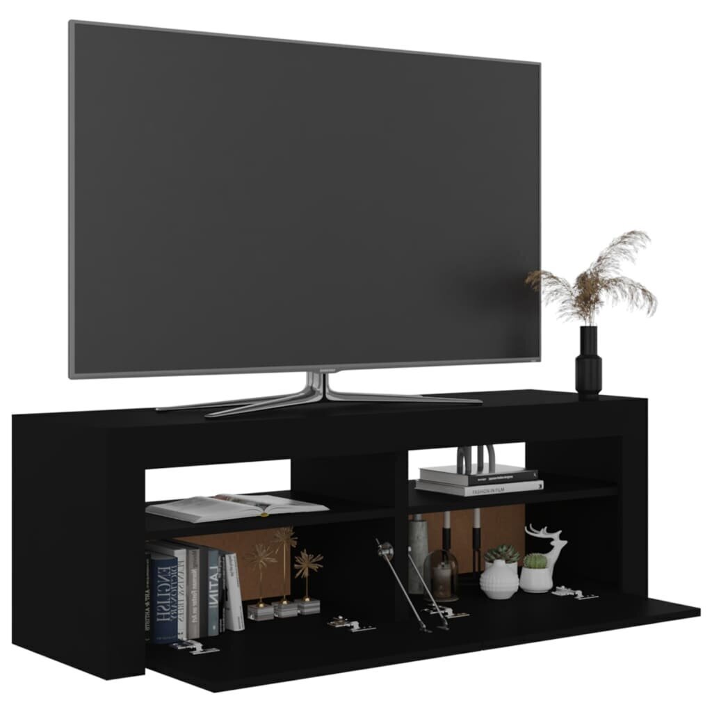 vidaXL TV galdiņš ar LED lampiņām, 120x35x40 cm, melns cena un informācija | TV galdiņi | 220.lv