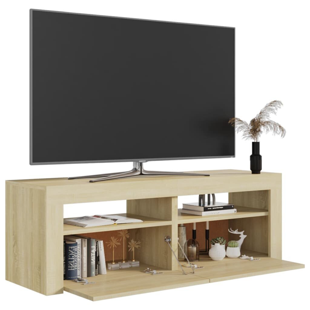 vidaXL TV galdiņš ar LED lampiņām, 120x35x40 cm, ozolkoka krāsā cena un informācija | TV galdiņi | 220.lv