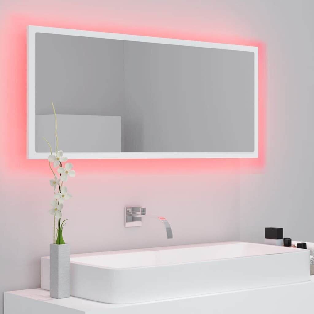 Spogulis vidaXL LED 100, balts cena un informācija | Vannas istabas spoguļi | 220.lv
