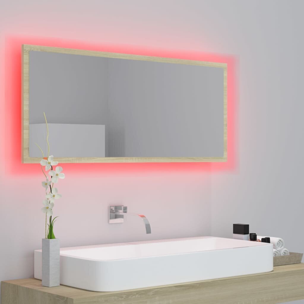 Spogulis vidaXL LED 100, brūns цена и информация | Vannas istabas spoguļi | 220.lv
