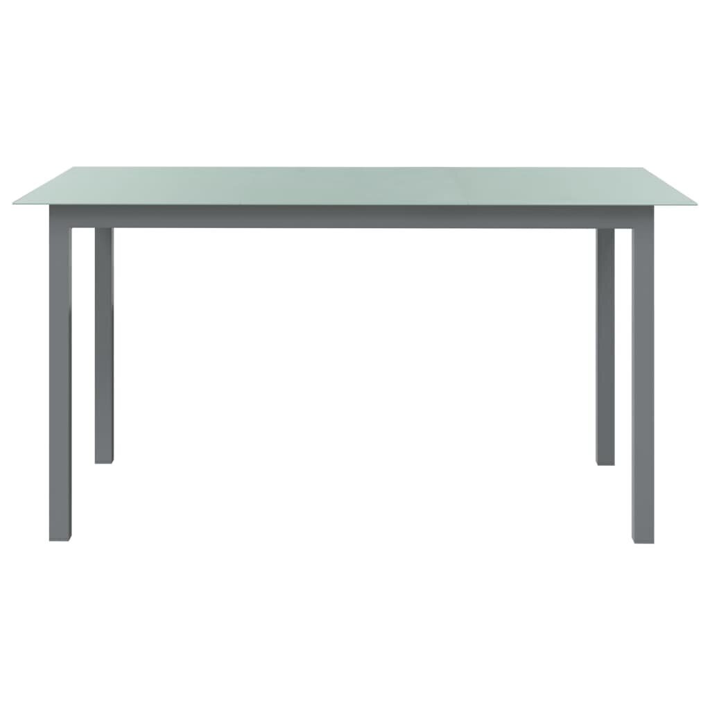 vidaXL dārza galds, gaiši pelēks, 150x90x74 cm, alumīnijs un stikls цена и информация | Dārza galdi | 220.lv