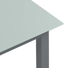 vidaXL dārza galds, gaiši pelēks, 150x90x74 cm, alumīnijs un stikls cena un informācija | Dārza galdi | 220.lv