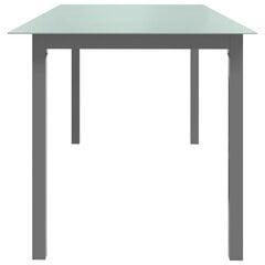 vidaXL dārza galds, gaiši pelēks, 190x90x74 cm, alumīnijs un stikls цена и информация | Столы для сада | 220.lv
