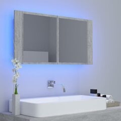 Vannas skapis vidaXL LED 90, pelēks цена и информация | Шкафчики для ванной | 220.lv