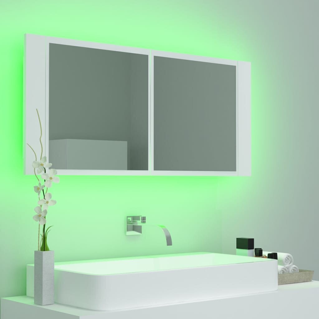 Vannas skapis vidaXL LED 100, balts cena un informācija | Vannas istabas skapīši | 220.lv