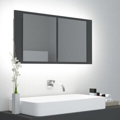 Vannas skapis vidaXL LED 90, tumši pelēks цена и информация | Шкафчики для ванной | 220.lv