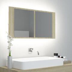 Vannas skapis vidaXL LED 90, brūns цена и информация | Шкафчики для ванной | 220.lv