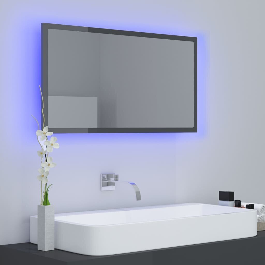 Spogulis vidaXL LED 80, pelēks цена и информация | Vannas istabas spoguļi | 220.lv