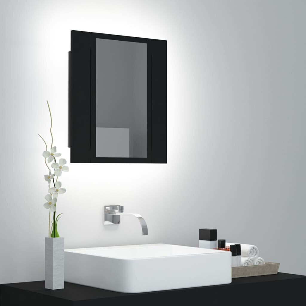 Vannas skapis vidaXL LED 40, melns cena un informācija | Vannas istabas skapīši | 220.lv