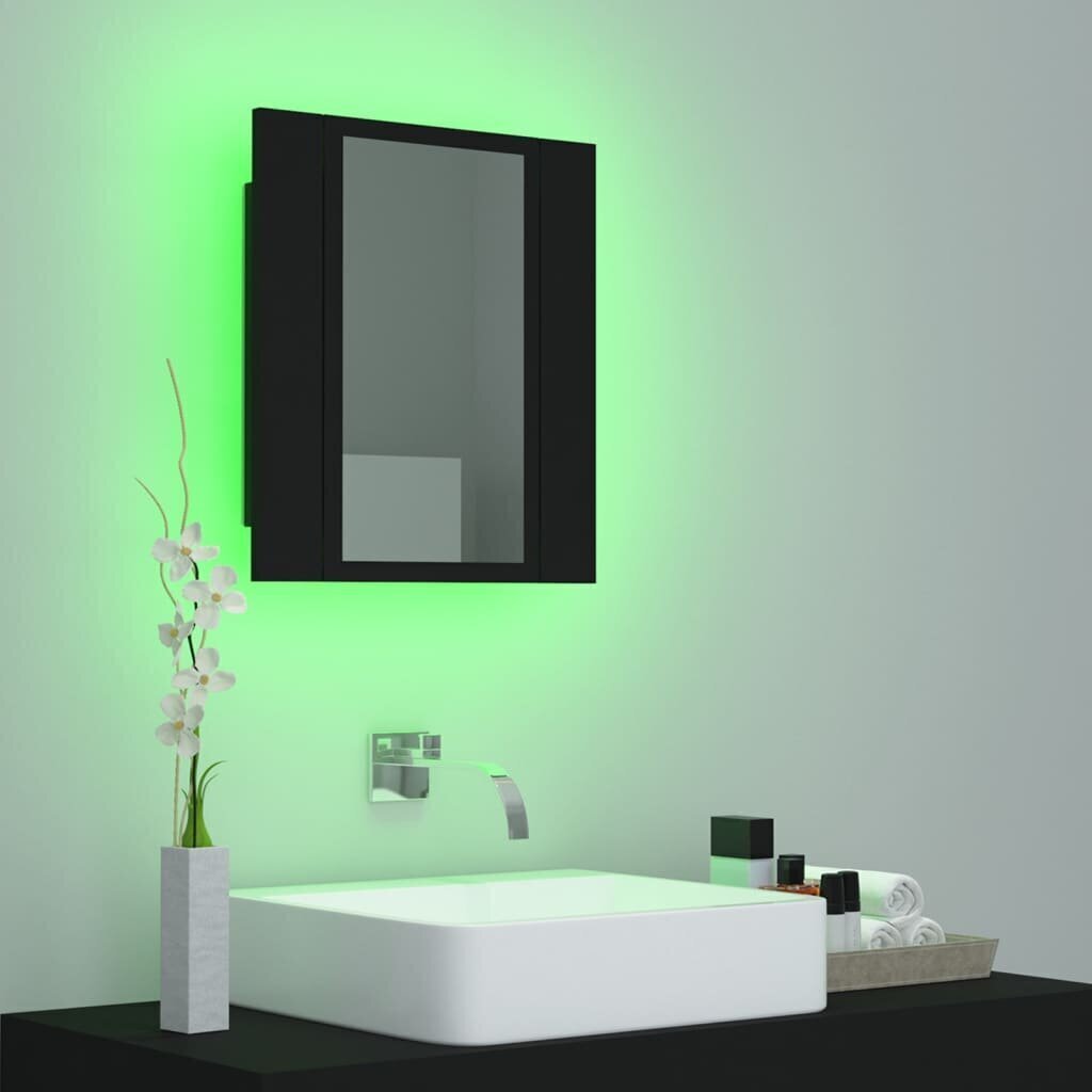 Vannas skapis vidaXL LED 40, melns cena un informācija | Vannas istabas skapīši | 220.lv