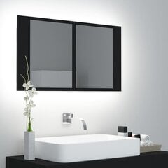 Vannas skapis vidaXL LED 80, melns цена и информация | Шкафчики для ванной | 220.lv