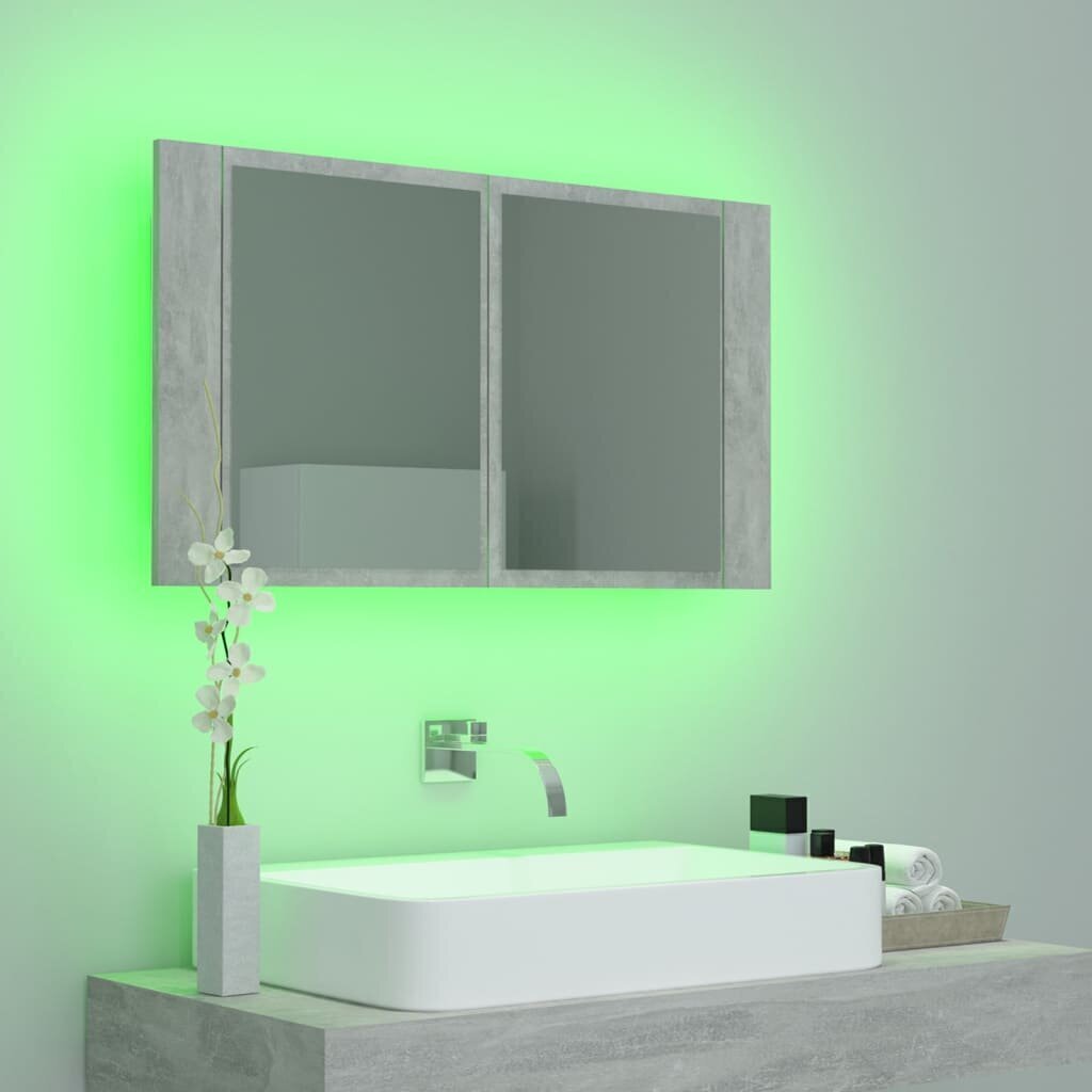 Vannas skapis vidaXL LED 80, pelēks цена и информация | Vannas istabas skapīši | 220.lv