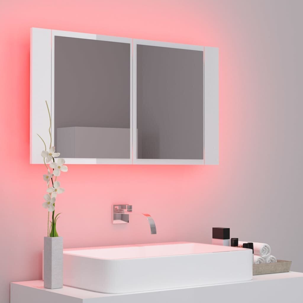 Vannas skapis vidaXL LED 80, balts cena un informācija | Vannas istabas skapīši | 220.lv