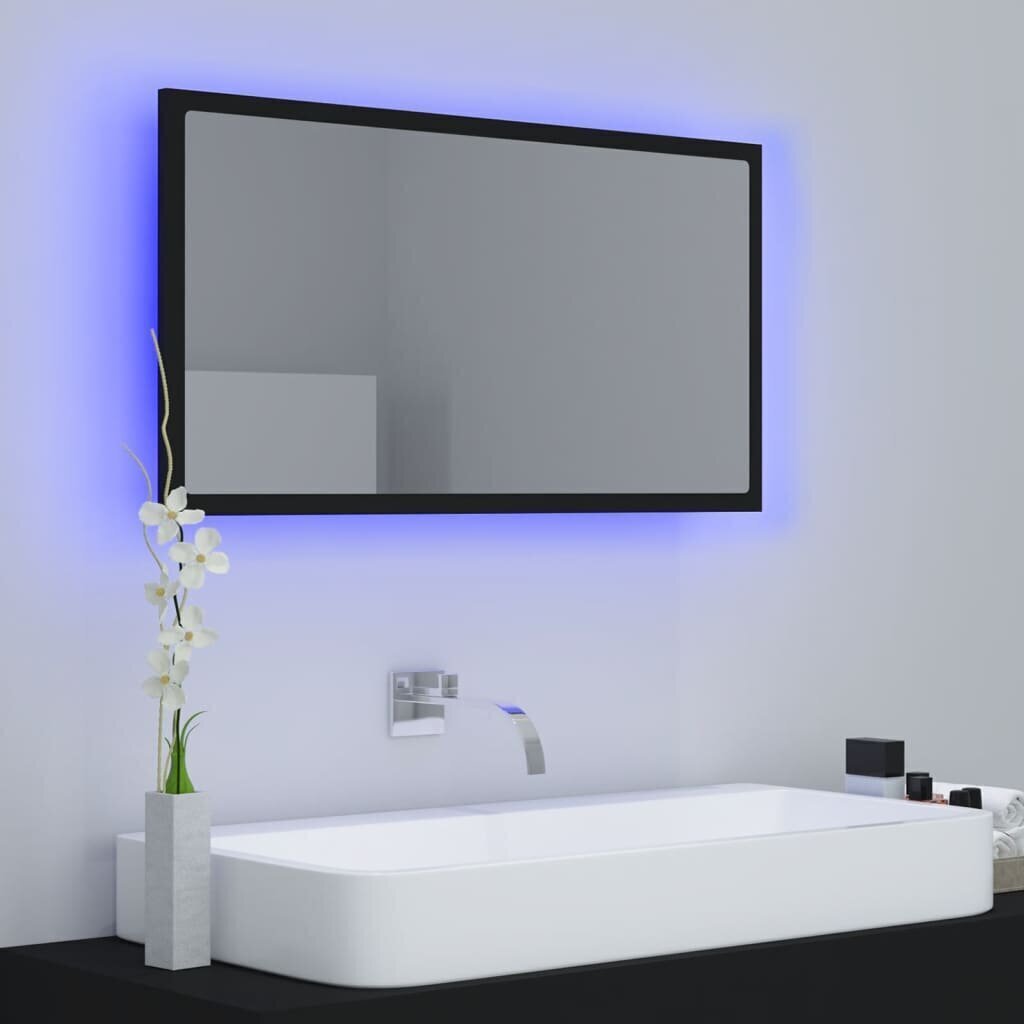 Spogulis vidaXL LED 80, melns cena un informācija | Vannas istabas spoguļi | 220.lv