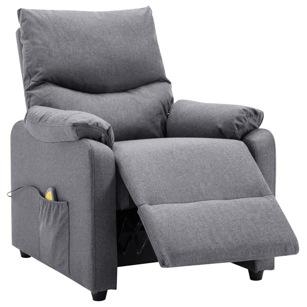 vidaXL elektrisks masāžas krēsls, atgāžams, gaiši pelēks audums cena un informācija | Atpūtas krēsli | 220.lv