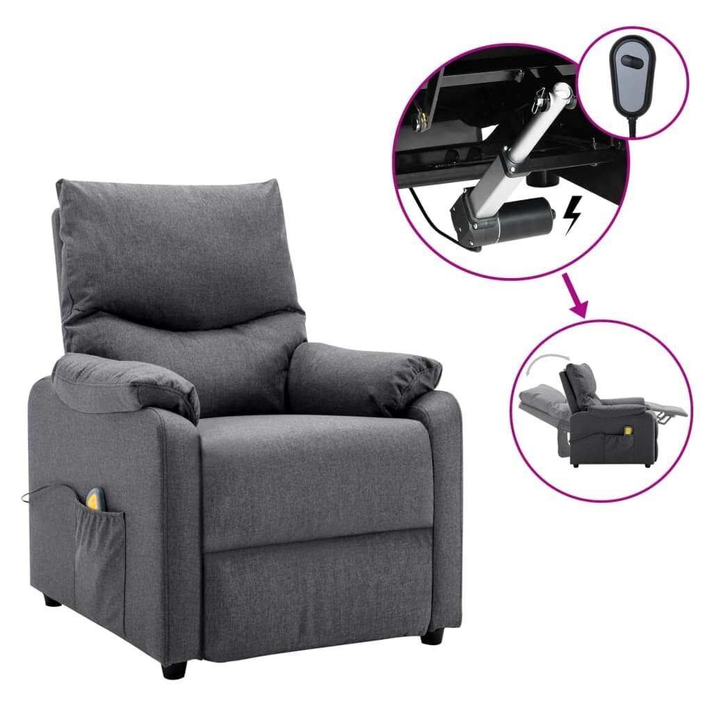 vidaXL elektrisks masāžas krēsls, atgāžams, tumši pelēks audums cena un informācija | Atpūtas krēsli | 220.lv