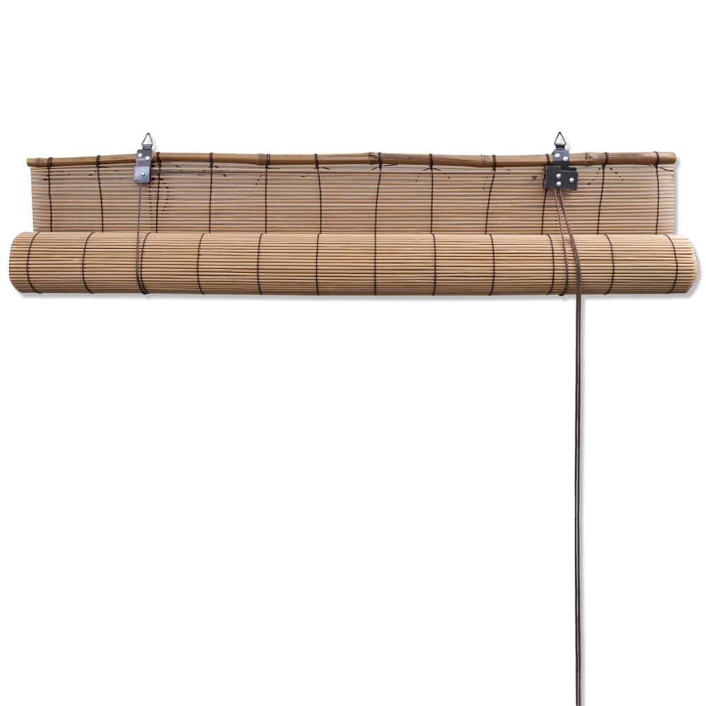 vidaXL ruļļu žalūzijas, 2 gab., brūns bambuss, 80x160 cm цена и информация | Žalūzijas | 220.lv