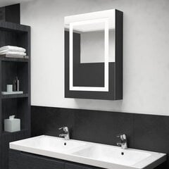 vidaXL vannasistabas skapītis ar spoguli un LED, 50x13x70 cm, melns цена и информация | Шкафчики для ванной | 220.lv