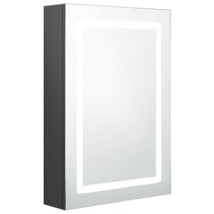 vidaXL vannasistabas skapītis ar spoguli un LED, 50x13x70 cm, pelēks цена и информация | Шкафчики для ванной | 220.lv