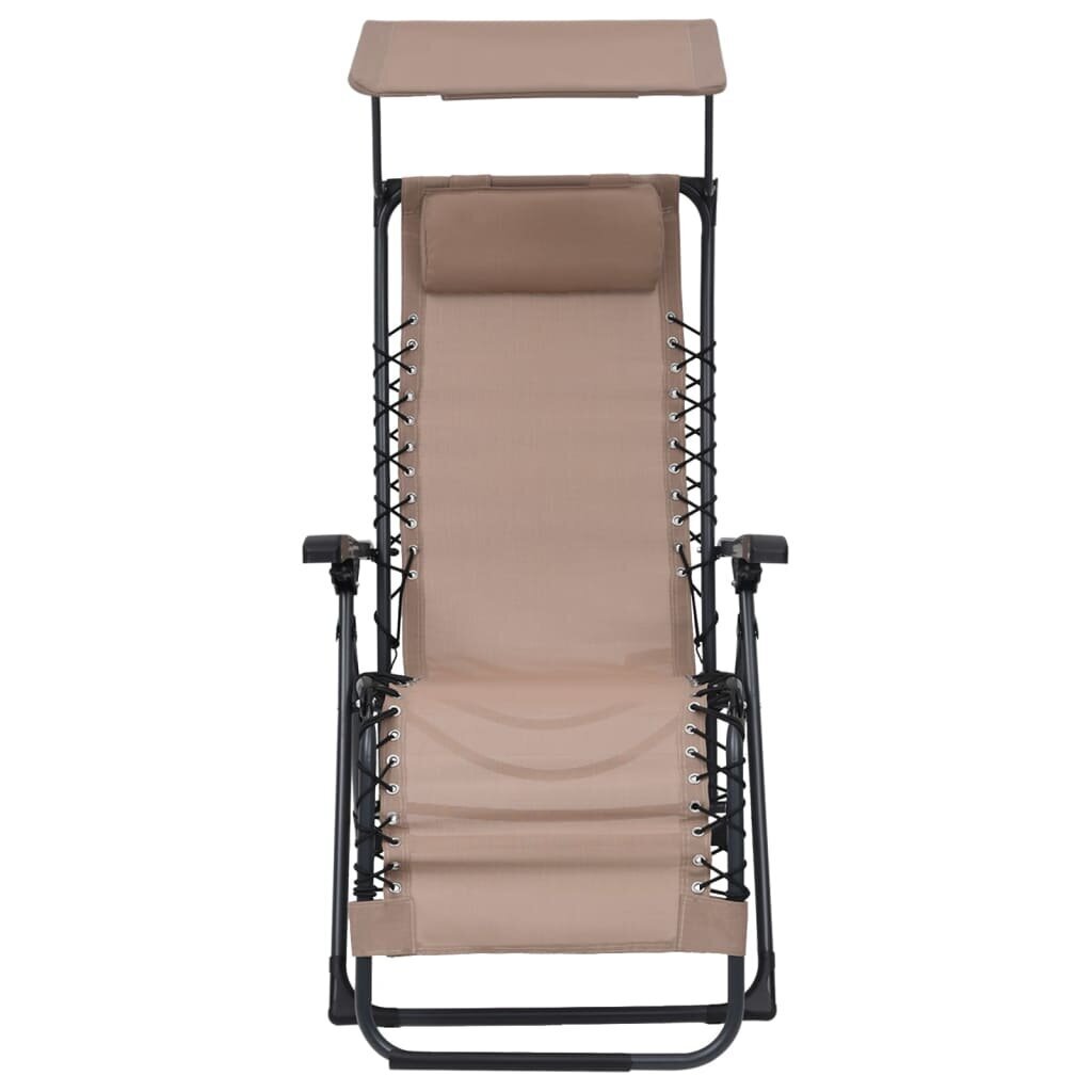 vidaXL salokāms pludmales krēsls, pelēkbrūns tekstilēns cena un informācija | Sauļošanās krēsli | 220.lv