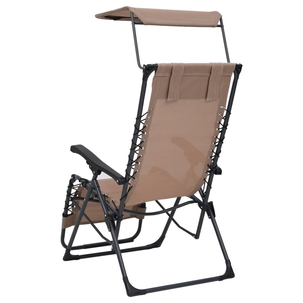vidaXL salokāms pludmales krēsls, pelēkbrūns tekstilēns cena un informācija | Sauļošanās krēsli | 220.lv