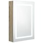 vidaXL vannasistabas skapītis ar spoguli un LED, 50x13x70 cm, ozolkoka цена и информация | Vannas istabas skapīši | 220.lv