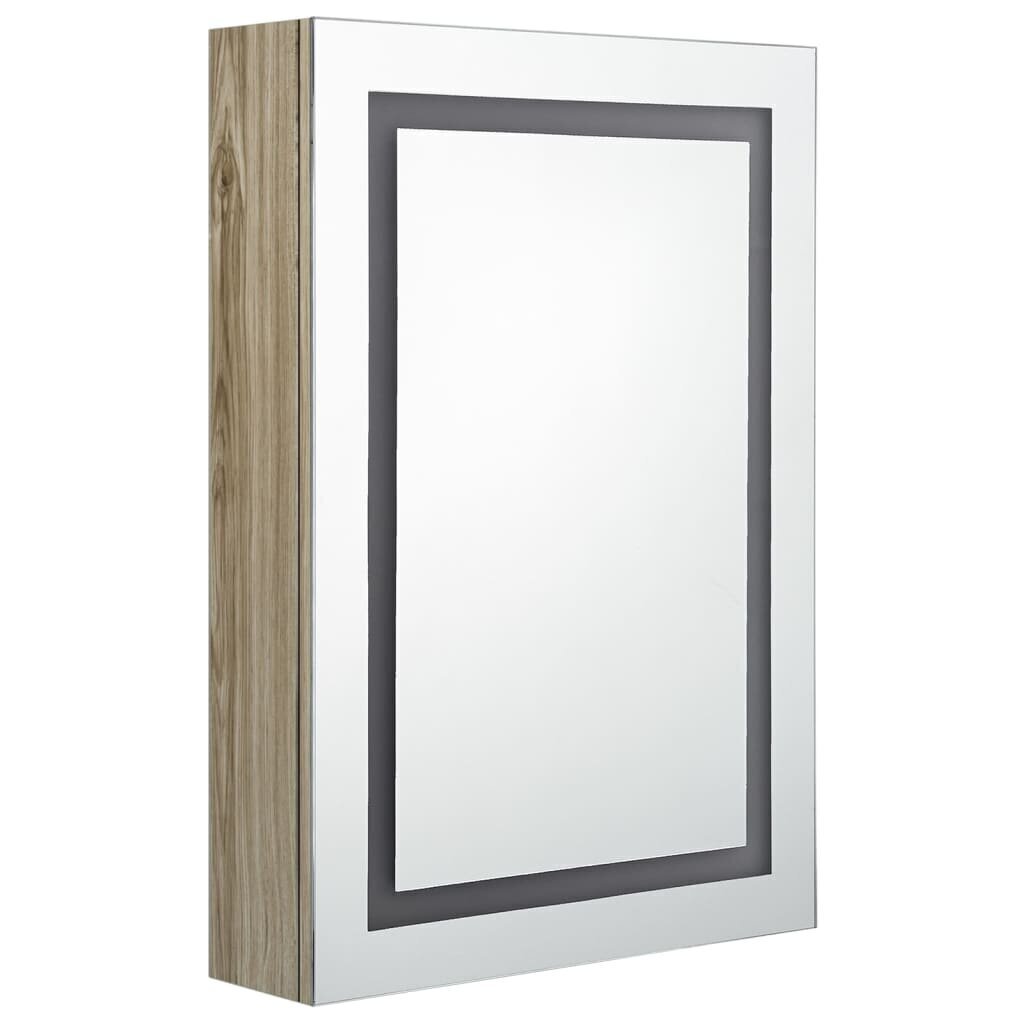 vidaXL vannasistabas skapītis ar spoguli un LED, 50x13x70 cm, ozolkoka cena un informācija | Vannas istabas skapīši | 220.lv