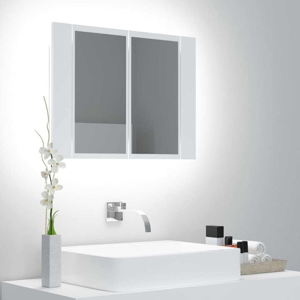 Vannas skapis vidaXL LED 60, balts cena un informācija | Vannas istabas skapīši | 220.lv