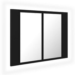 vidaXL vannasistabas spoguļskapītis ar LED, melns, 60x12x45 cm, akrils cena un informācija | Vannas istabas skapīši | 220.lv